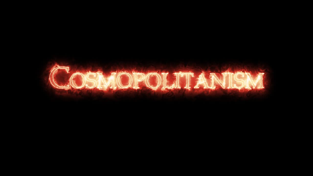 cosmopolitanismo escrito con bucle de fuego.