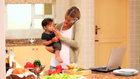 mother having a lot of different tasks to do