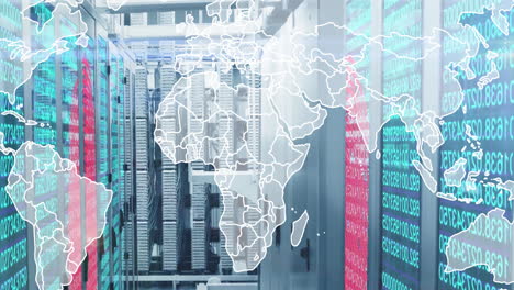 Animation-of-world-map-and-data-processing-over-computer-servers