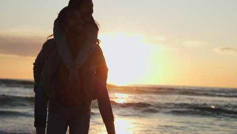 couple, love and woman on piggyback