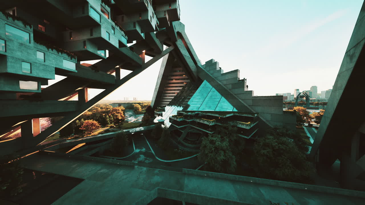 Unique architectural design of a modern structure in an urban landscape