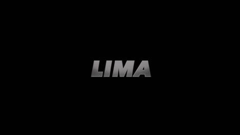 ciudad de lima, perú, título gráfico en 3d aspecto de acero cepillado, relleno y canal alfa