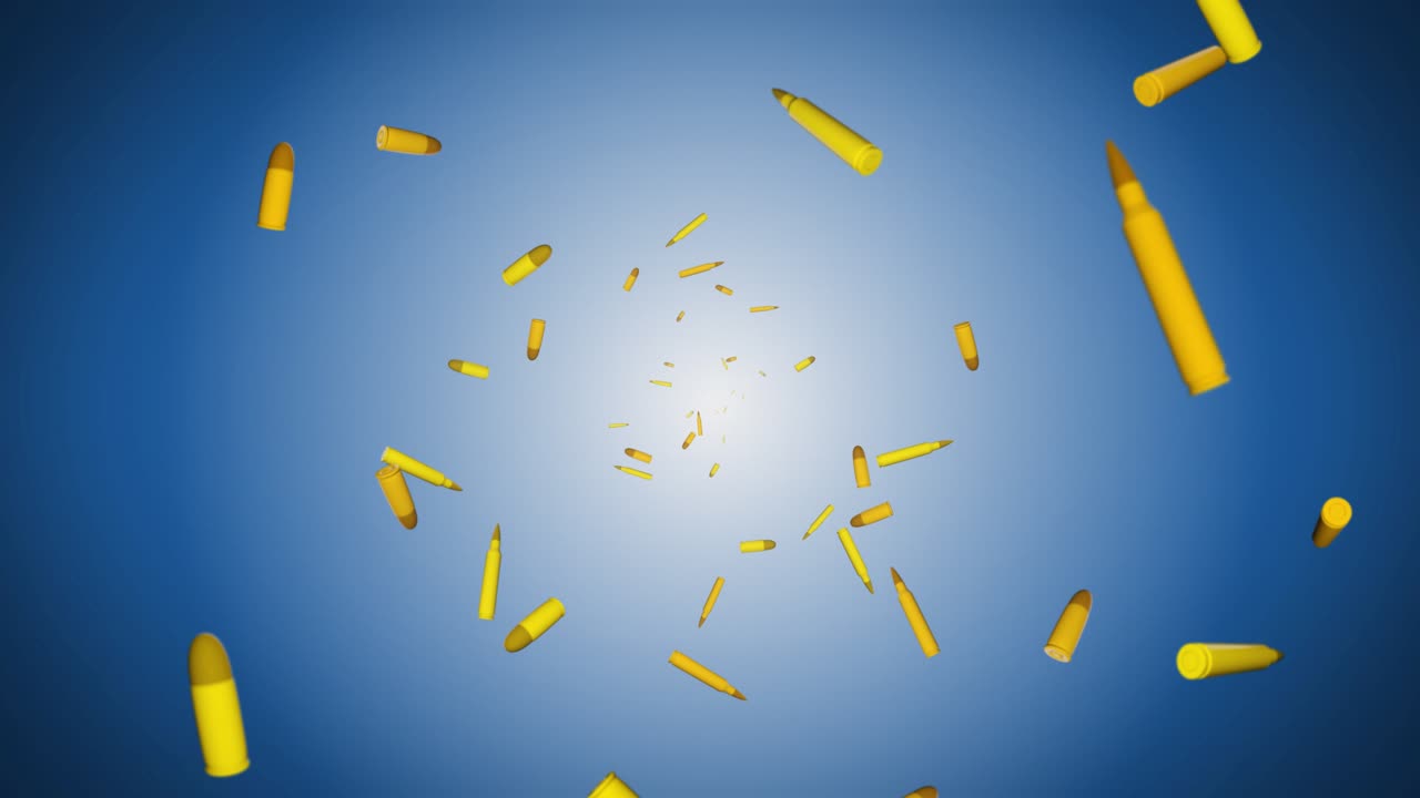 Sniper bullets falling flying in slow motion against green screen ammo ammunition concept of