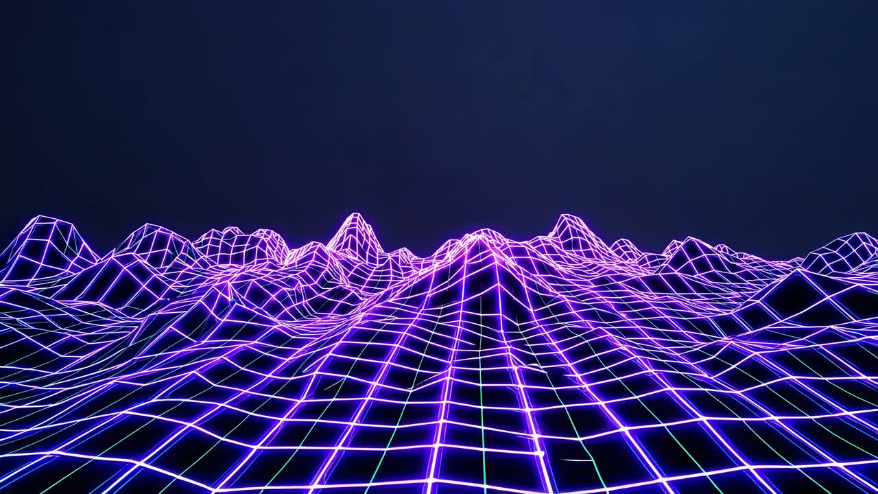 Retro 80s/90s Wireframe Mountains