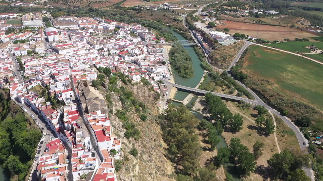 LUFTFOTO - Arcos de la Frontera i Cádiz, Andalusien, Spanien, landskabsbillede.