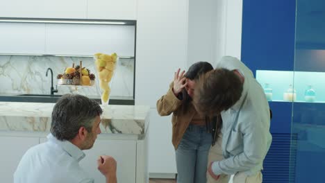 family in a modern kitchen