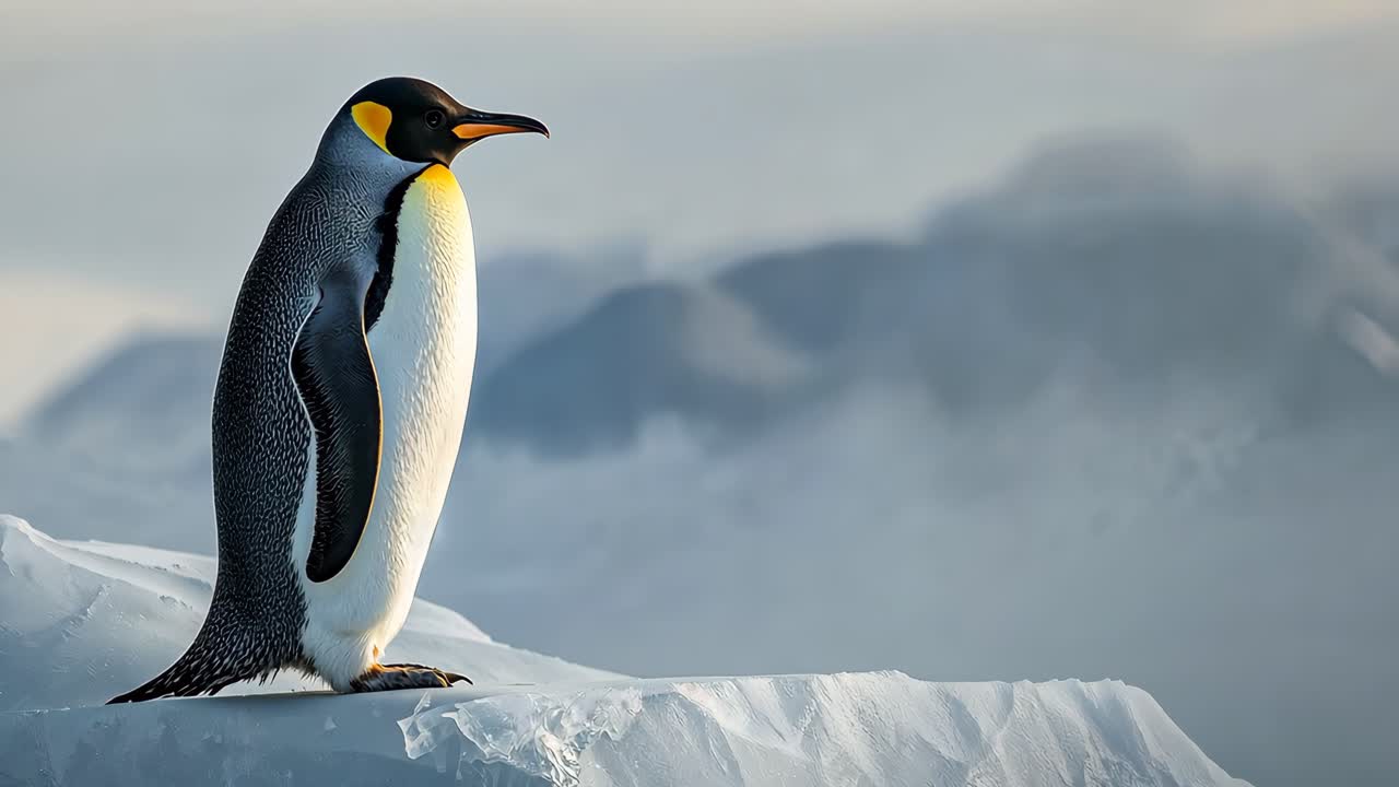 Emperor Penguin Standing on Ice in Antarctica