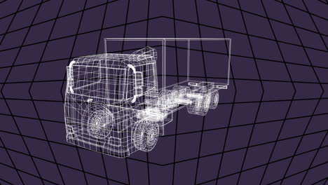 animación de un dibujo de coche 3d girando en la cuadrícula