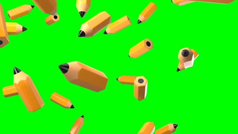 pencils on green chroma key background.