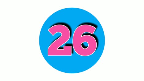 number twenty six 26 cartoon animation on white background,4k cartoon video number motion graphics for video elements