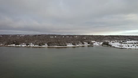 cabins overlooking mackinac bridge - aerial