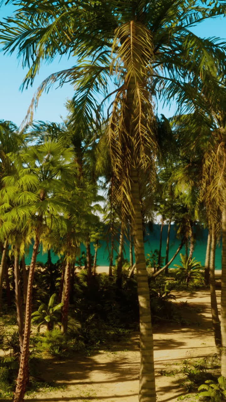 Tropical Beach Paradise with Palm Trees