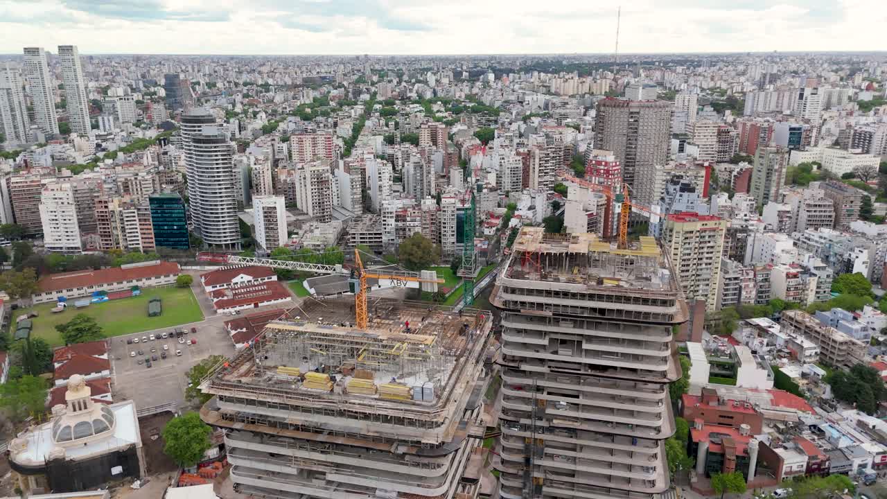 Cityscape of Buenos Aires with high-rise construction site