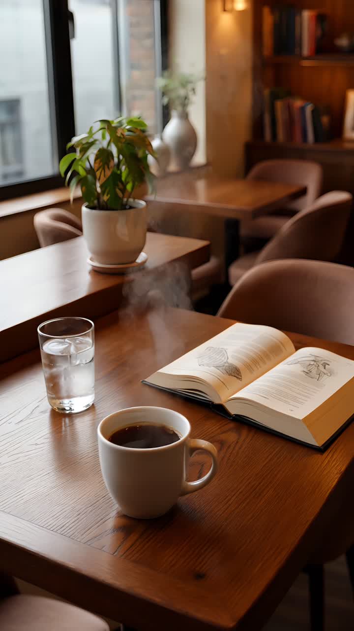 Interno di caffè estetico con atmosfera accogliente 4K