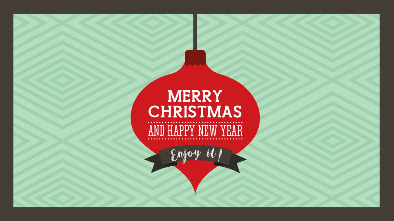 공을 매달린 메리 크리스마스 카드