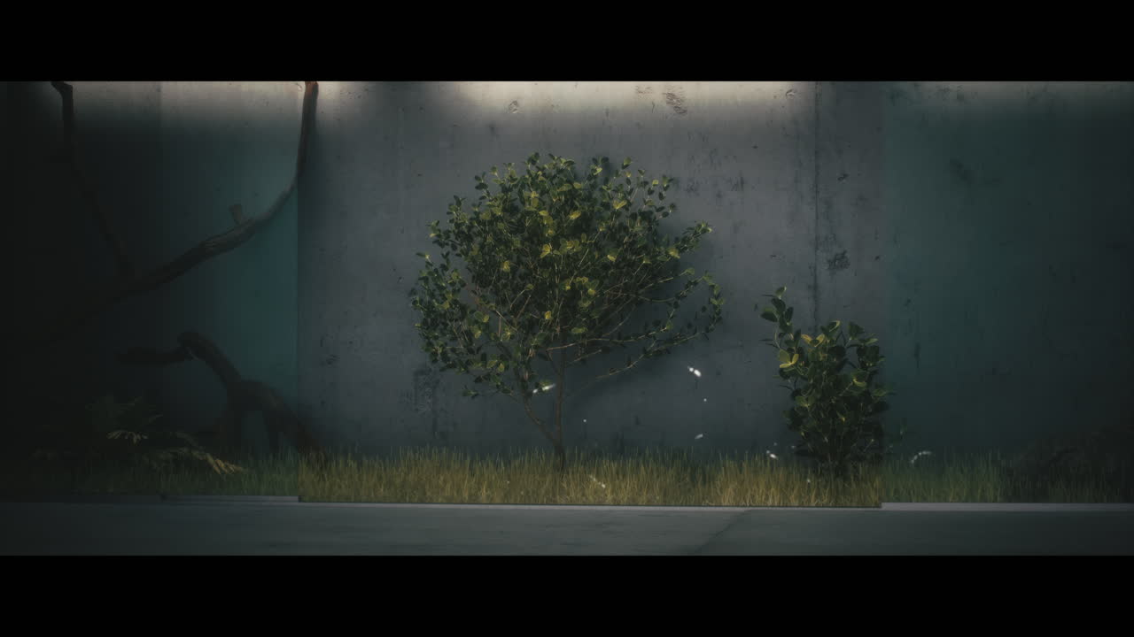 Modern Minimalist Concrete Interior Scene with Plants