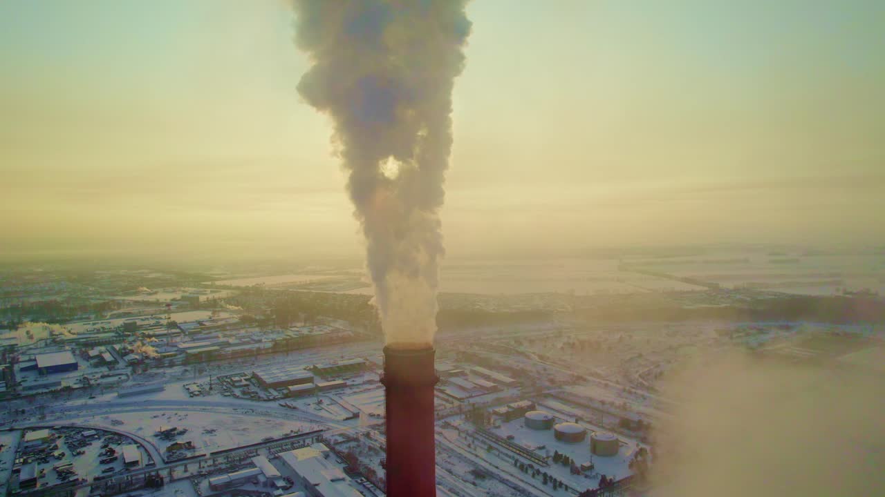 Industrial Smokestack in Winter