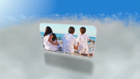 Montage-Von-Familien-Am-Strand