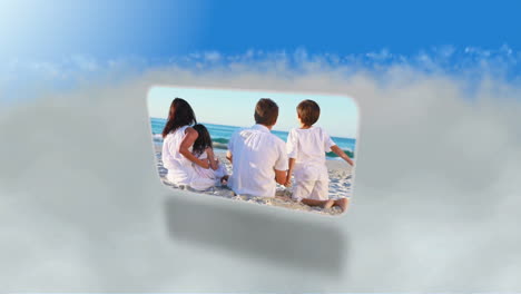 montaje de familias en la playa