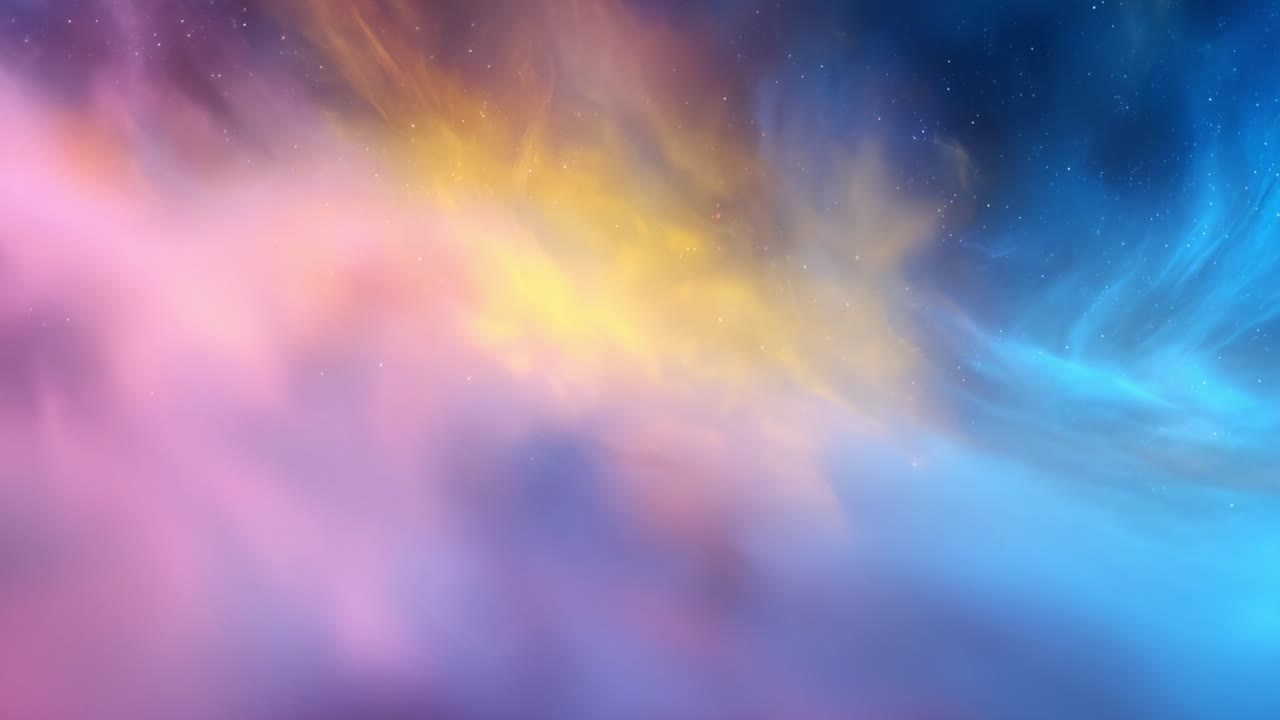 Vibrant Cosmic Cloudscape: A Captivating Display of Colorful Nebula-like Wisps in a Photorealistic Starry Sky, Inviting Exploration of Celestial Beauty and Cosmic Wonder