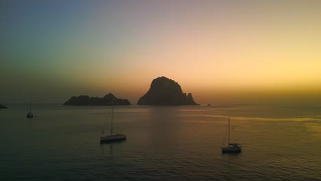 orange sunset at ibiza island es vedra