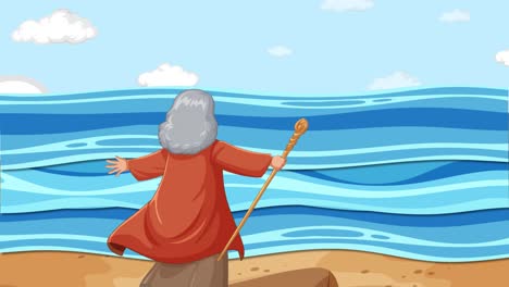 animated retelling of a biblical sea crossing.