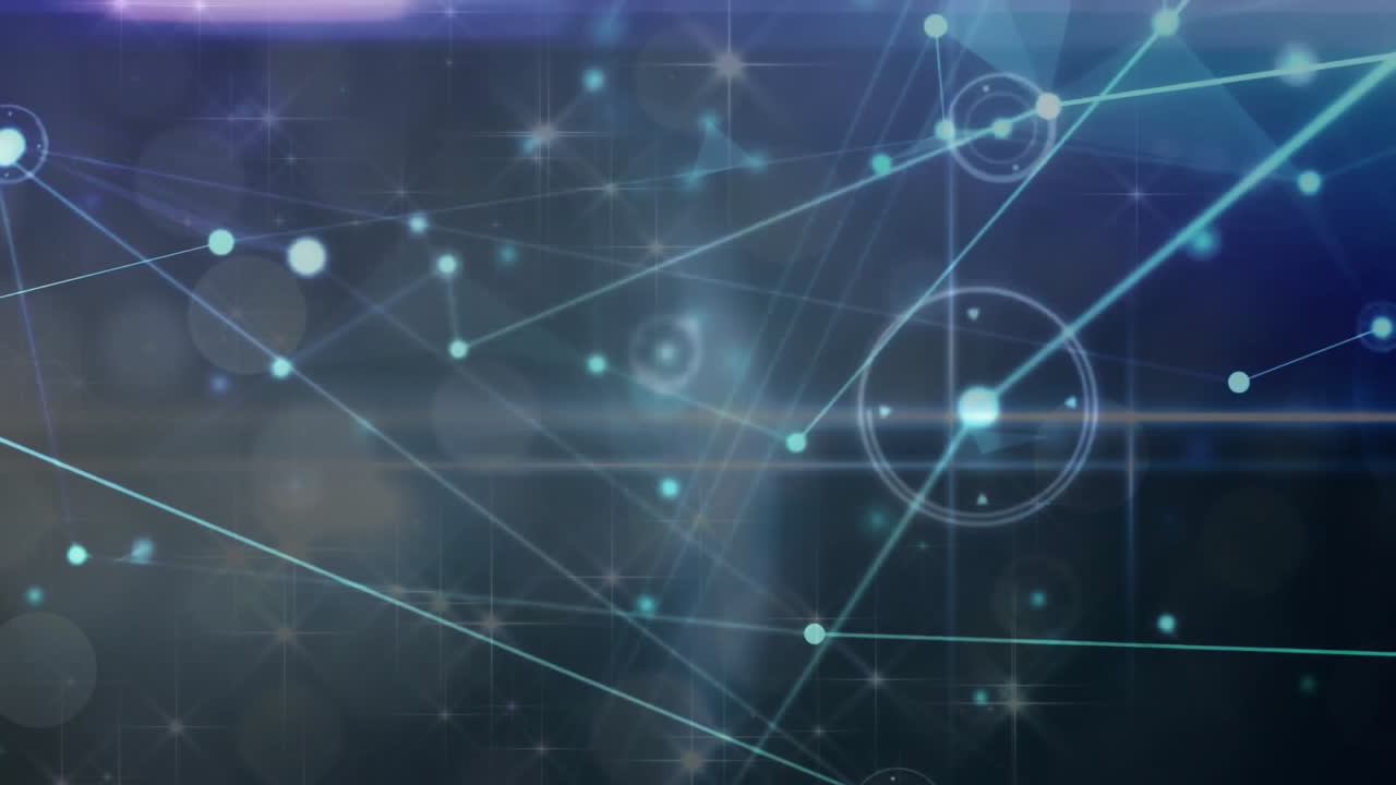 Animation of network of connections over dark background