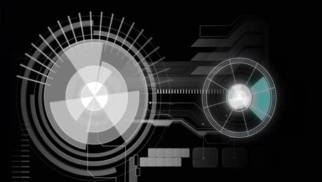 Animation of scopes scanning and data processing over digital screen