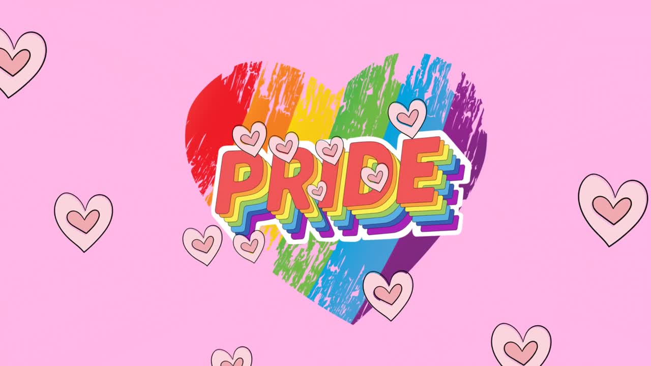 분홍색 배경 위에 무지개 안경의 애니메이션