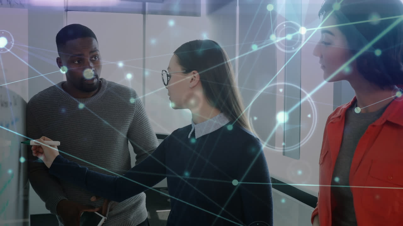 Animation of network of connections over diverse coworkers in office