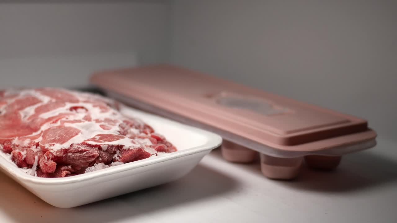 Frozen Meat in Freezer
