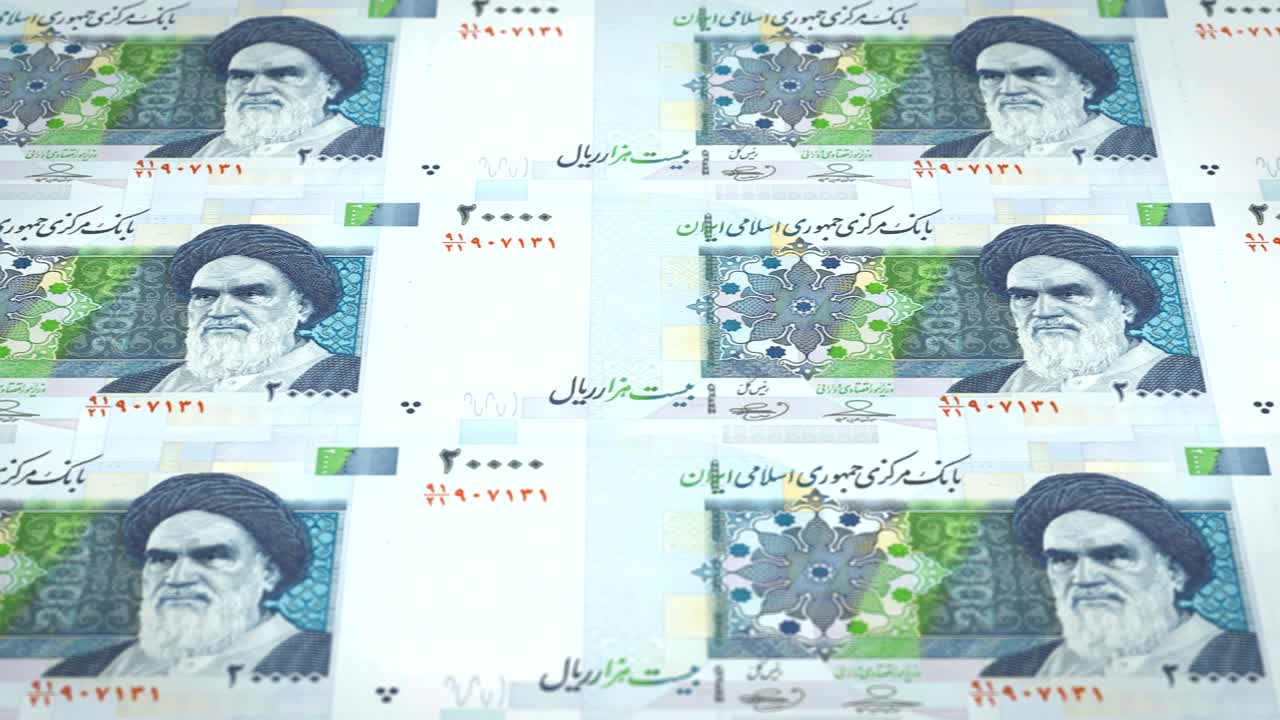billetes de veinte mil riales iraníes de irán, dinero en efectivo, bucle
