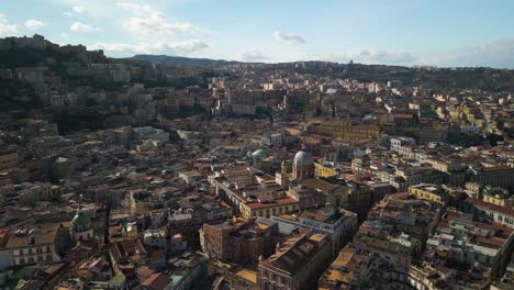 amazing aerial view above naples, italy urban cityscape