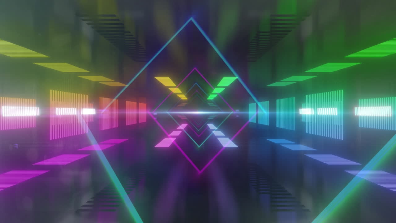 animación de formas de neón sobre un fondo negro