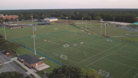 soccer field, athletic fields aerial at univeristy of north carolina wilmington