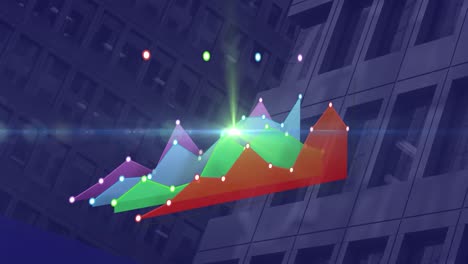 Punto-De-Luz-Y-Procesamiento-De-Datos-Estadísticos-Contra-Edificios-Altos-En-Segundo-Plano.