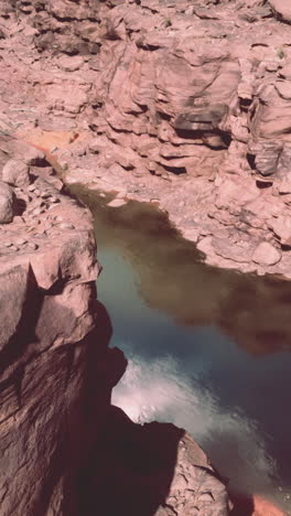 aerial view of a canyon and river in the desert