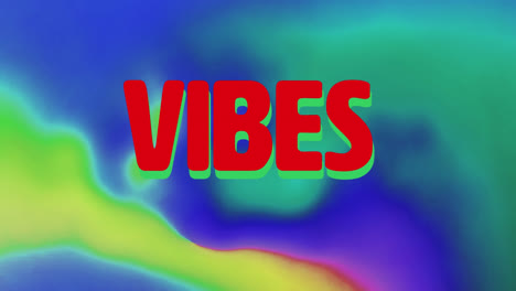 animation of vibes text in red over blue and green smoke clouds