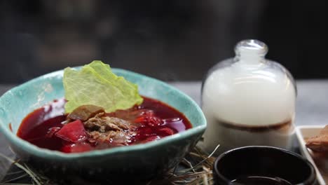 gourmet borscht presentation