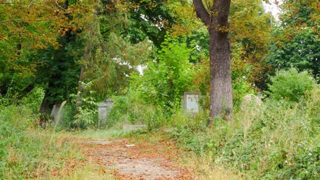 tiro inclinado hacia arriba de un cementerio abandonado
