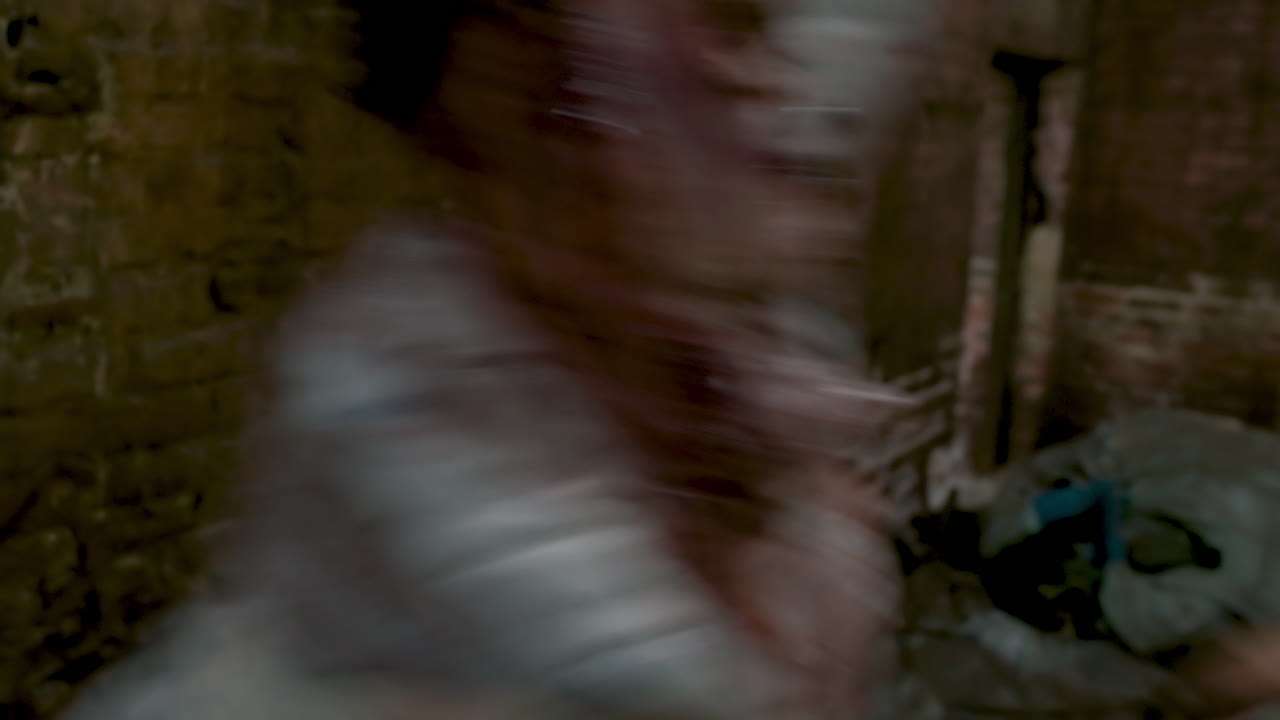 Man and zombie fighting