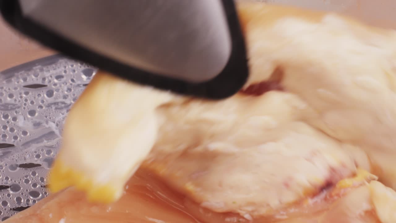 Chopped chicken or turkey breast - poultry, in the double boiler process I prepared the dishes on vapor, healthy food.