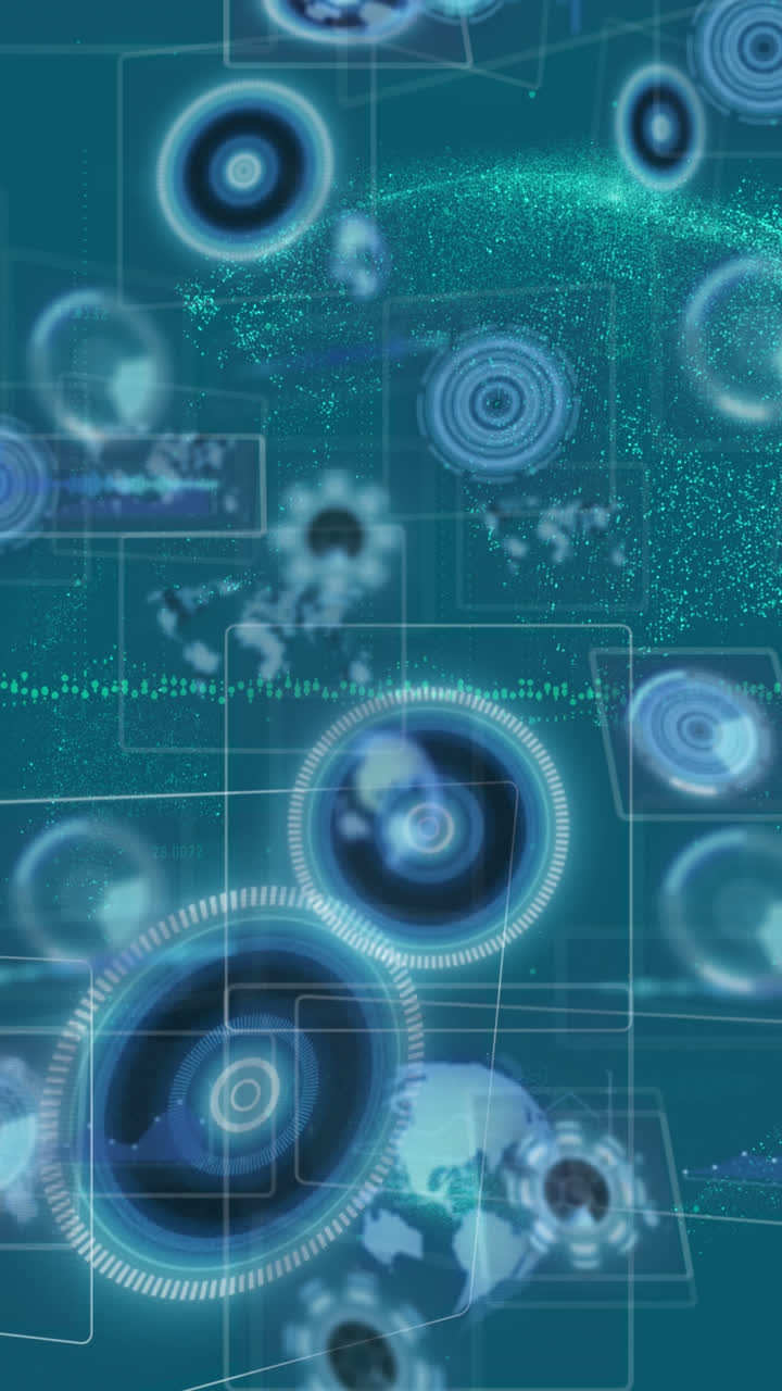 animación del procesamiento de datos sobre fondo azul