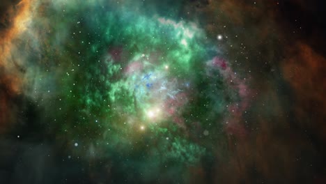 view of colorful nebula and star, seamless loop