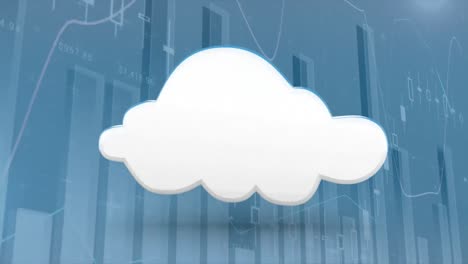 nube blanca giratoria delante de gráficos y gráficos en movimiento