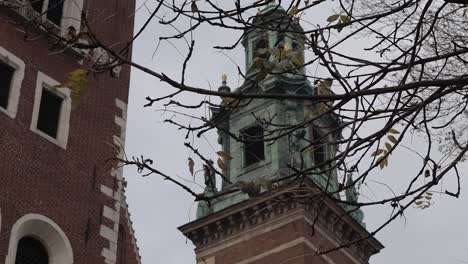 a sad sight for a tower in wawel royal castle in krakow, poland