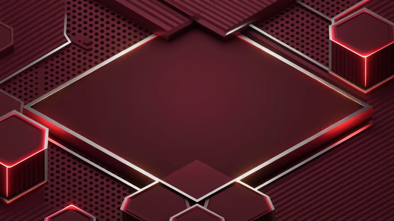 Abstract Geometric Background with Glowing Red and Silver Elements
