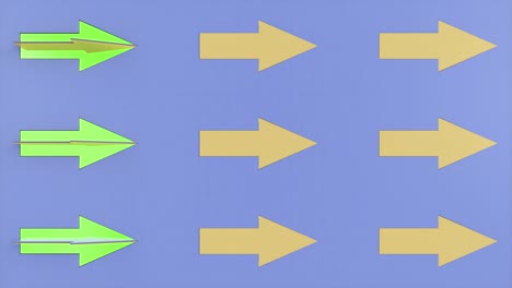 animación 3d de flechas coloridas en movimiento. las flechas se vuelven. patrón sin costuras.