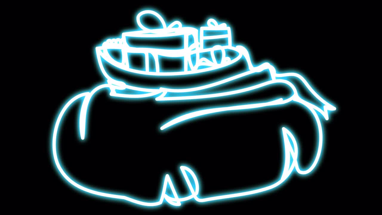 선물이 들어있는 네온 가방.