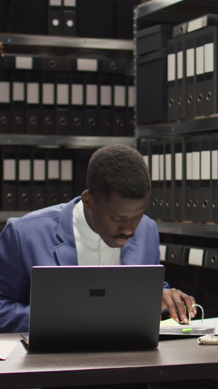 Office Worker in Archive Room